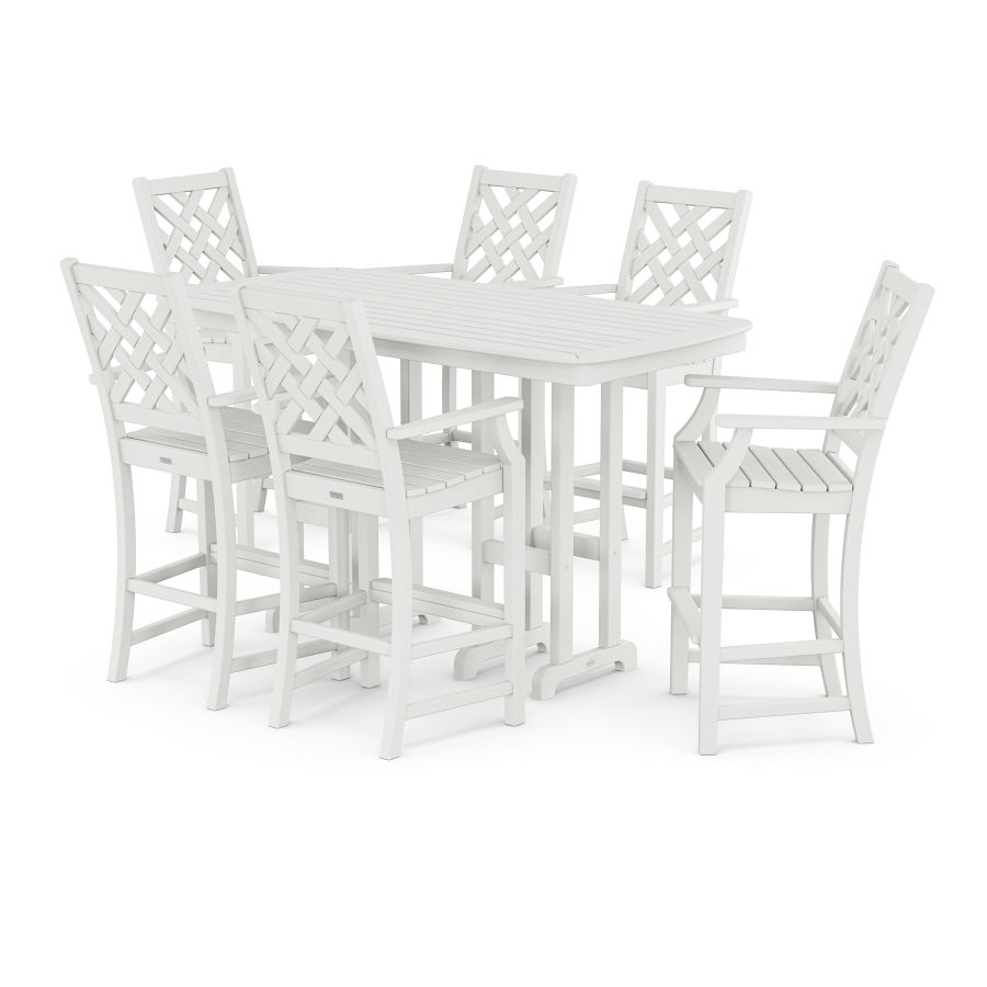 POLYWOOD Wovendale Arm Chair 7-Piece Bar Set in White