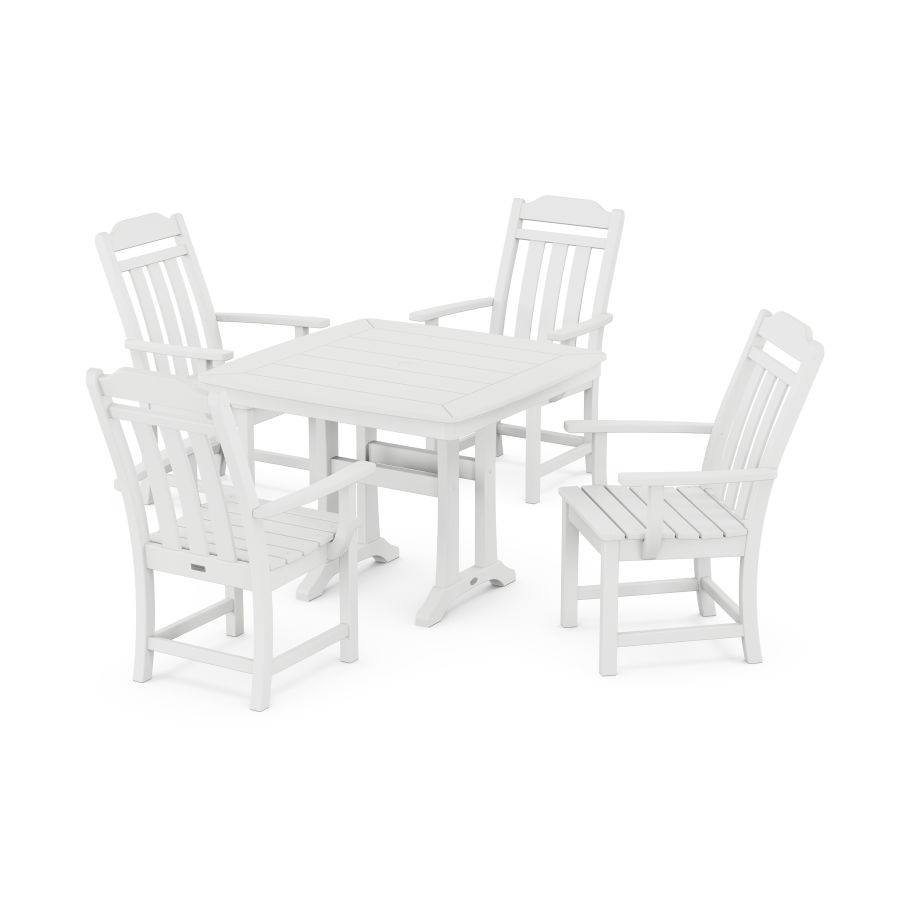 POLYWOOD Country Living 5-Piece Dining Set with Trestle Legs in White