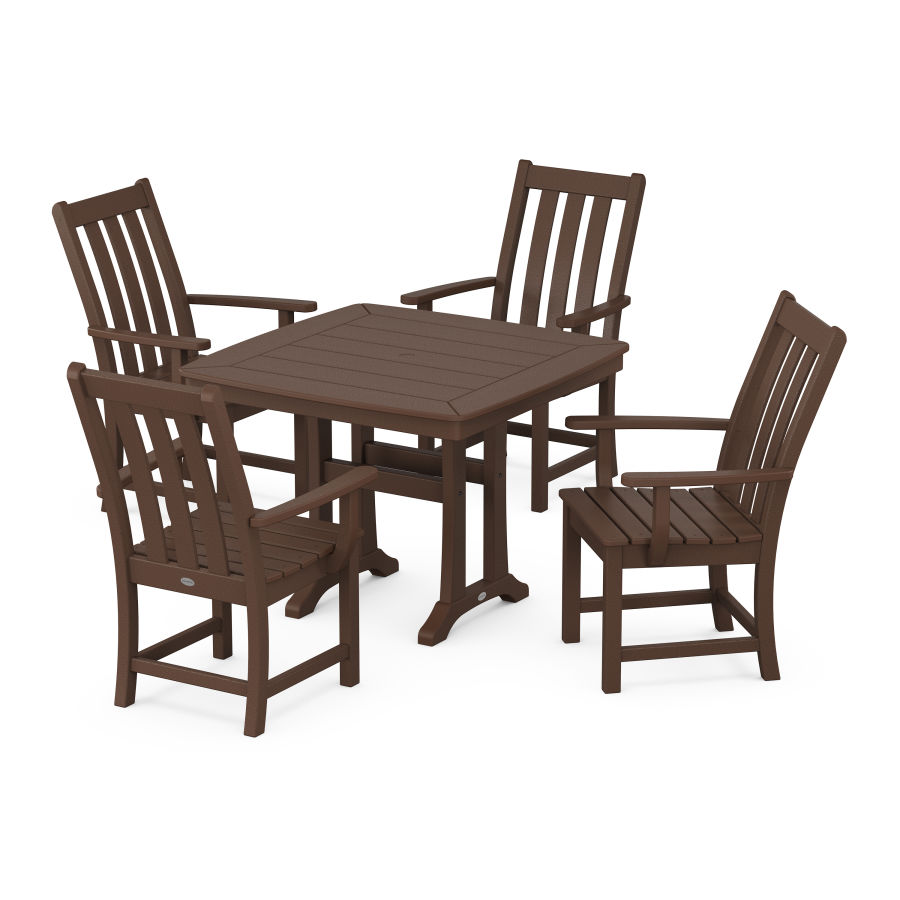 POLYWOOD Vineyard 5-Piece Dining Set with Trestle Legs in Mahogany