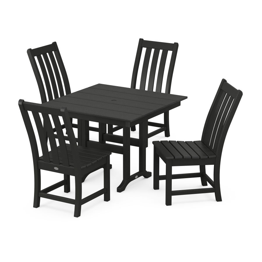 POLYWOOD Vineyard Side Chair 5-Piece Farmhouse Dining Set in Black