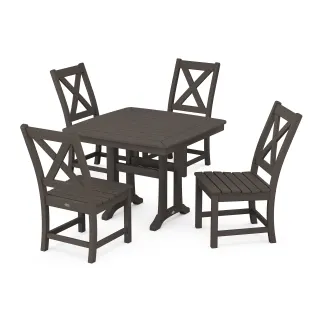 POLYWOOD Braxton Side Chair 5-Piece Dining Set with Trestle Legs in Vintage Finish