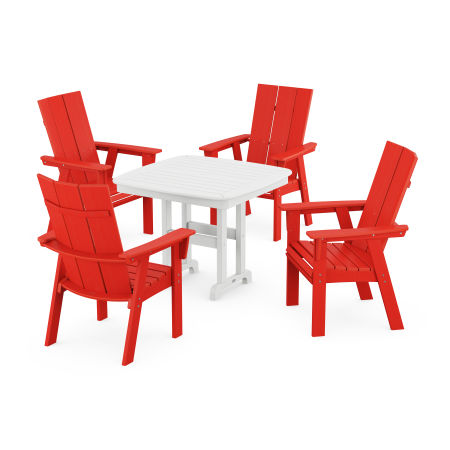 Modern Adirondack 5-Piece Dining Set in Sunset Red
