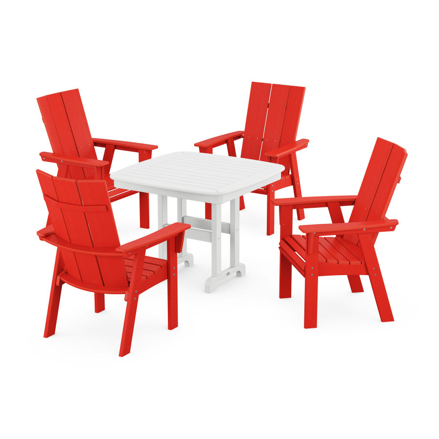 POLYWOOD Modern Adirondack 5-Piece Dining Set in Sunset Red