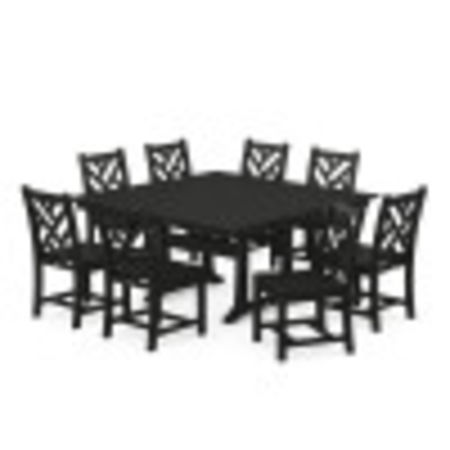 Chippendale 9-Piece Farmhouse Trestle Dining Set in Black