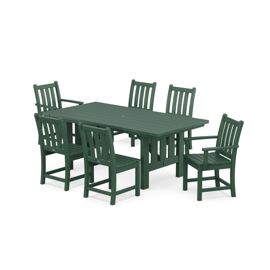 POLYWOOD Traditional Garden 7-Piece Dining Set with Mission Table in Green