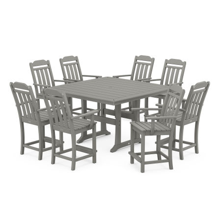 Country Living 9-Piece Square Counter Set with Trestle Legs in Slate Grey
