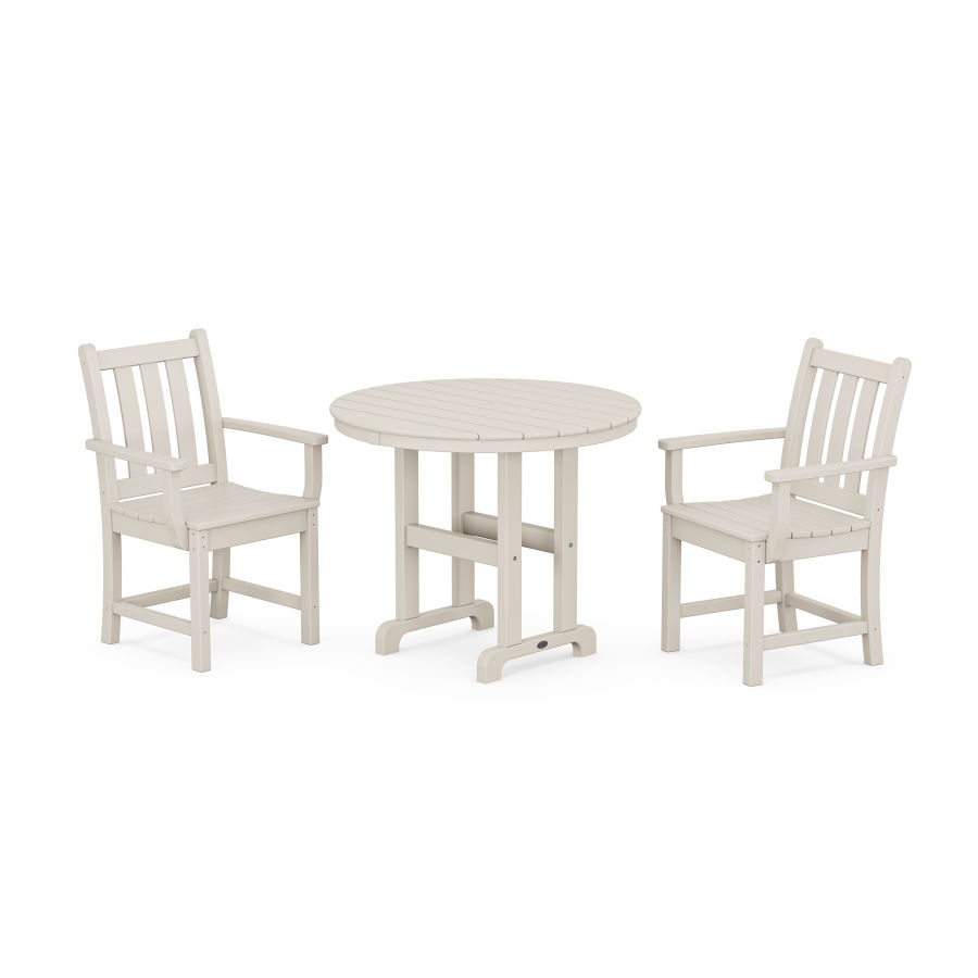 POLYWOOD Traditional Garden 3-Piece Round Dining Set in Sand