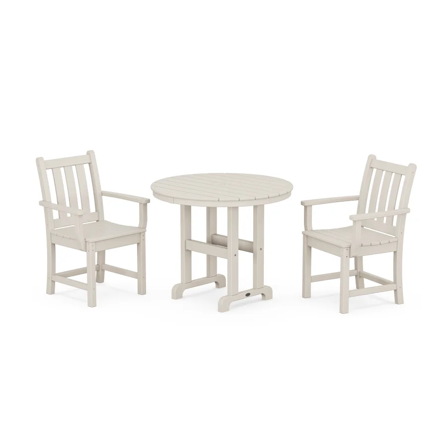 POLYWOOD Traditional Garden 3-Piece Round Dining Set in Sand