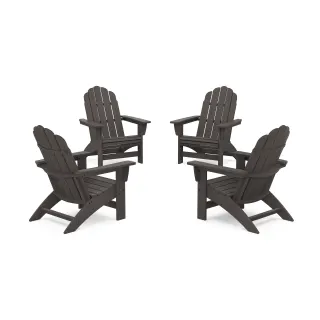 POLYWOOD 4-Piece Vineyard Grand Adirondack Chair Conversation Set in Vintage Finish