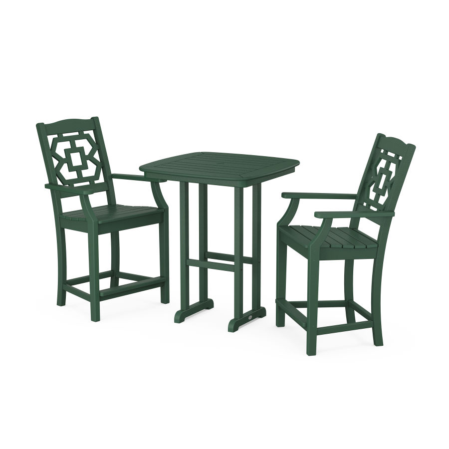 POLYWOOD Chinoiserie 3-Piece Counter Set in Green
