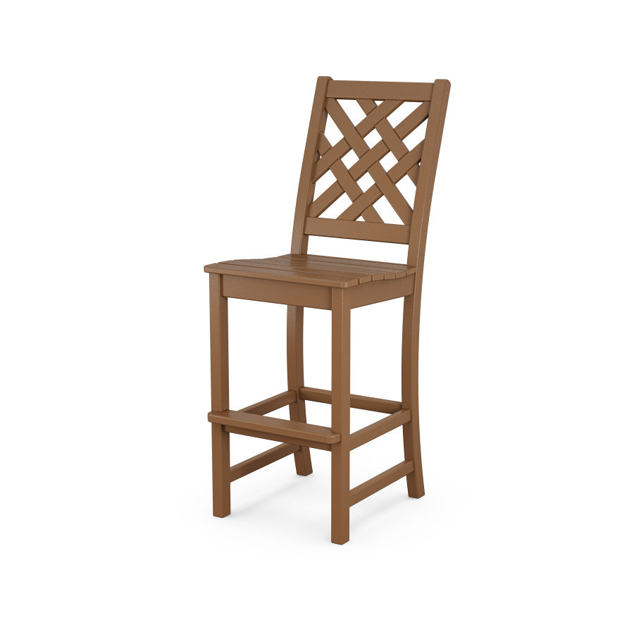 POLYWOOD Wovendale Bar Side Chair in Teak