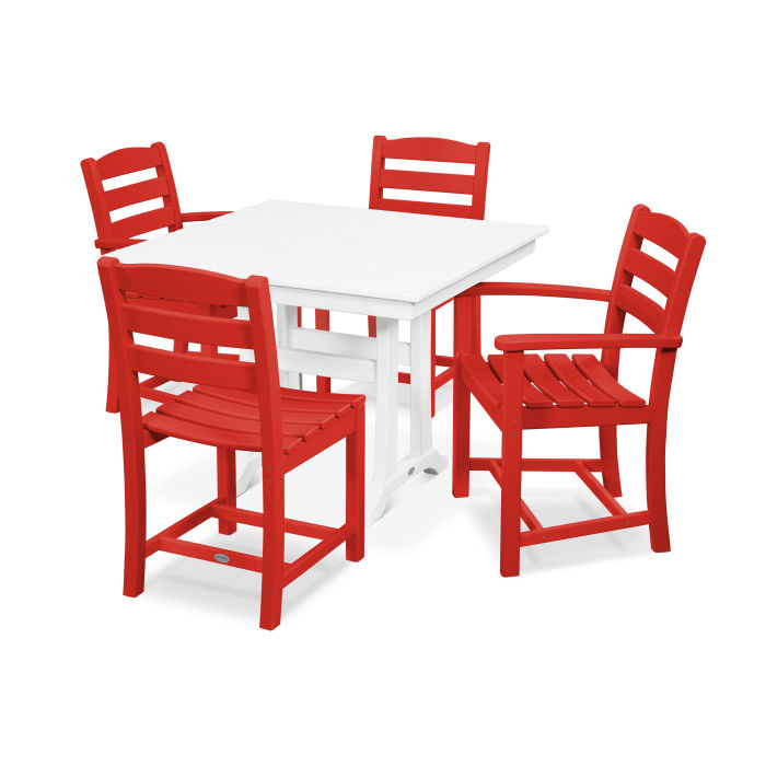 POLYWOOD La Casa Café 5-Piece Farmhouse Dining Set with Trestle Legs