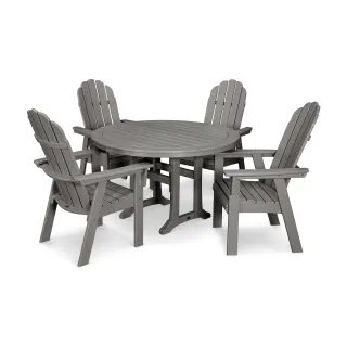 POLYWOOD Vineyard Curveback Adirondack 5-Piece Nautical Trestle Dining Set