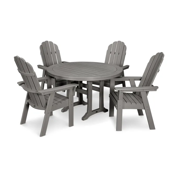 POLYWOOD Vineyard Curveback Adirondack 5-Piece Nautical Trestle Dining Set