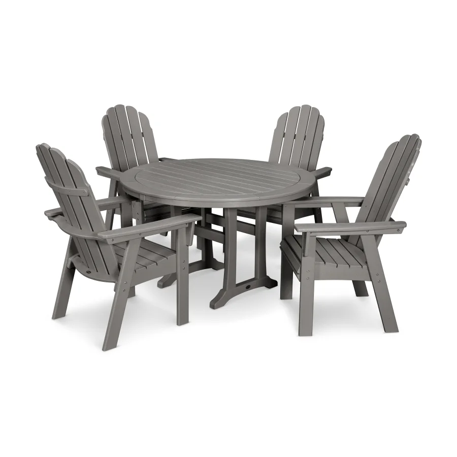 POLYWOOD Vineyard Curveback Adirondack 5-Piece Nautical Trestle Dining Set