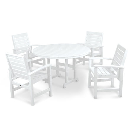Signature 5-Piece Round Farmhouse Dining Set in White