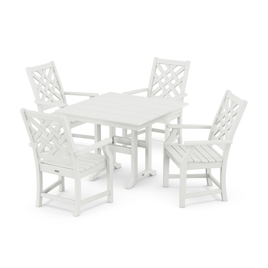 POLYWOOD Wovendale 5-Piece Farmhouse Dining Set in White