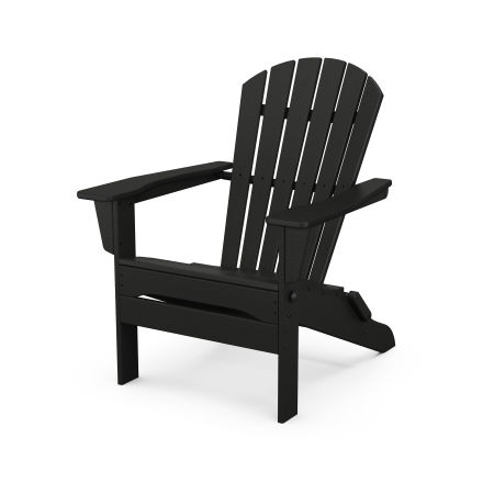 POLYWOOD South Beach Folding Adirondack Chair in Black