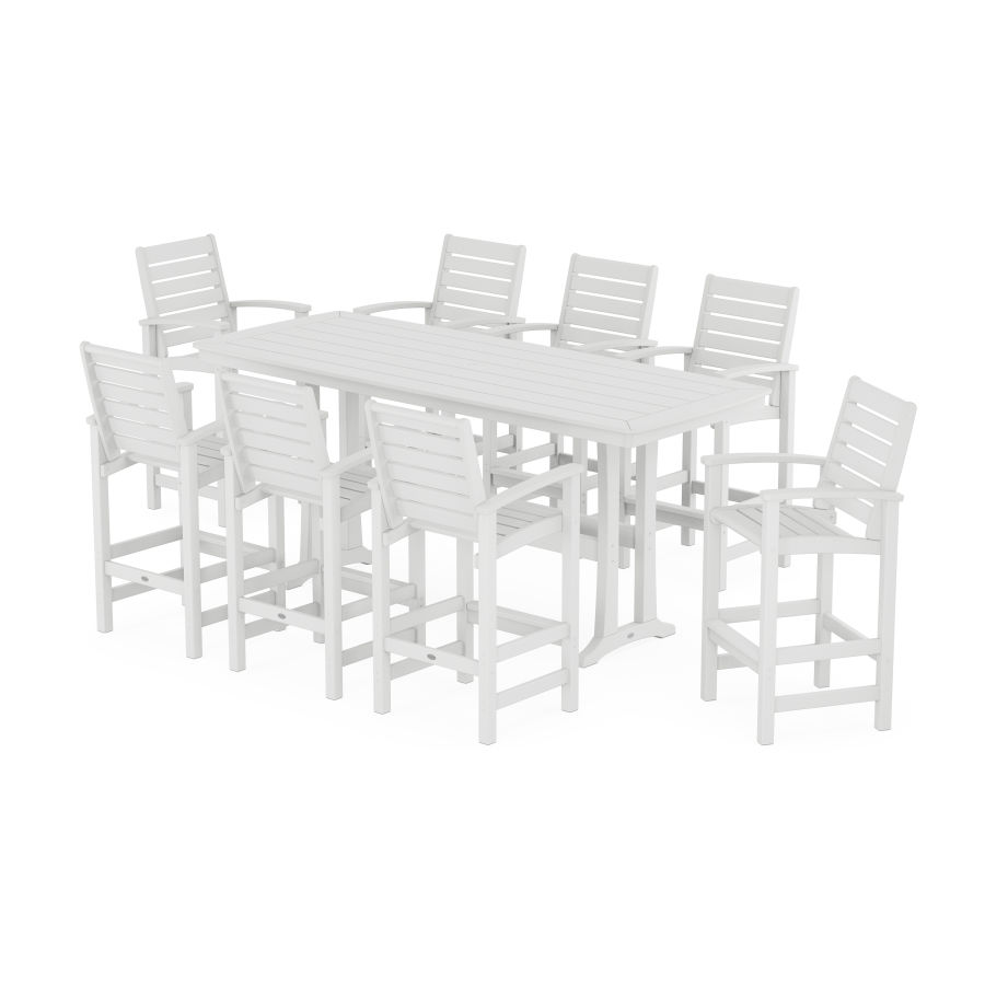 POLYWOOD Signature 9-Piece Bar Set with Trestle Legs in White