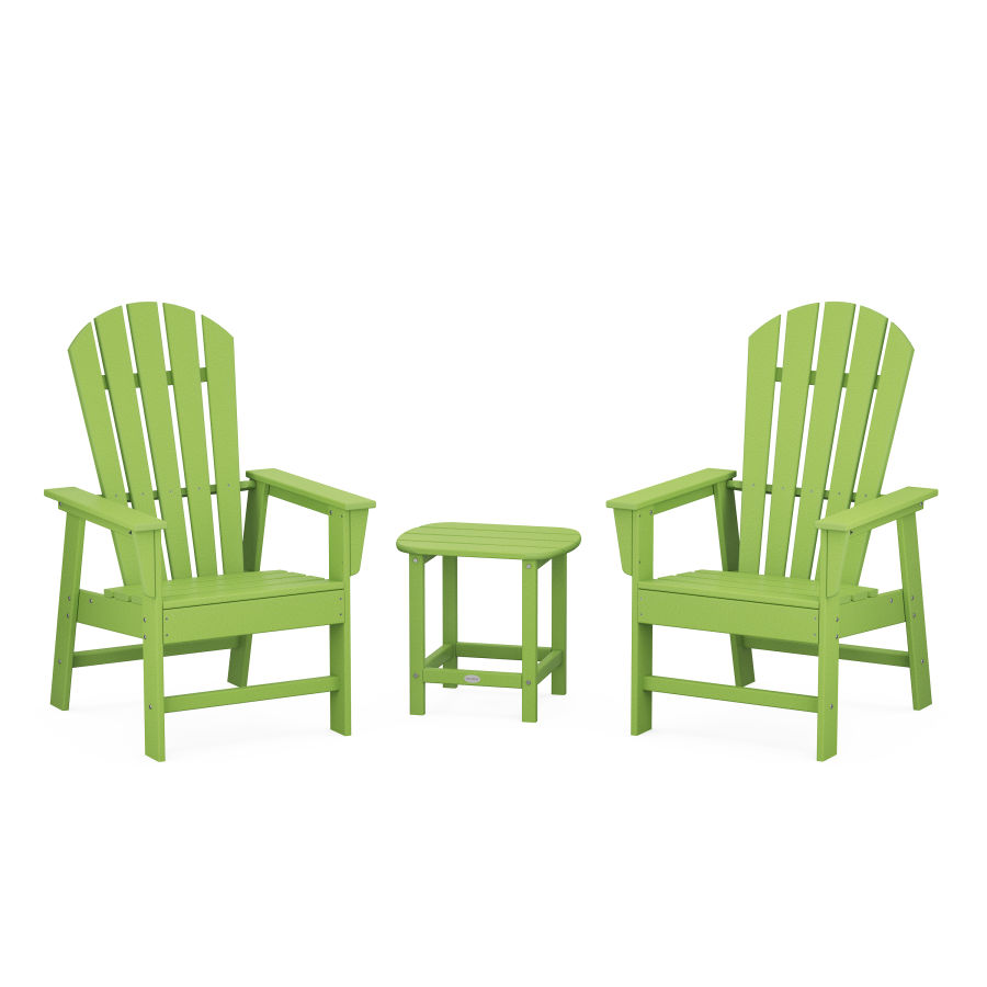 POLYWOOD South Beach Casual Chair 3-Piece Set with 18" South Beach Side Table in Lime