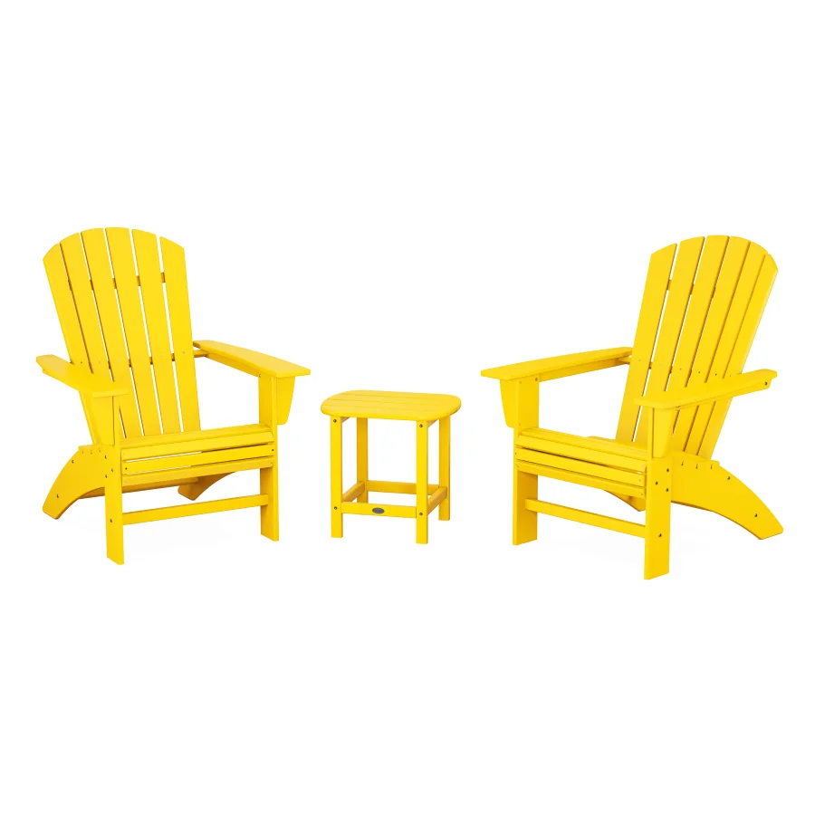 POLYWOOD Nautical 3-Piece Curveback Adirondack Set in Lemon