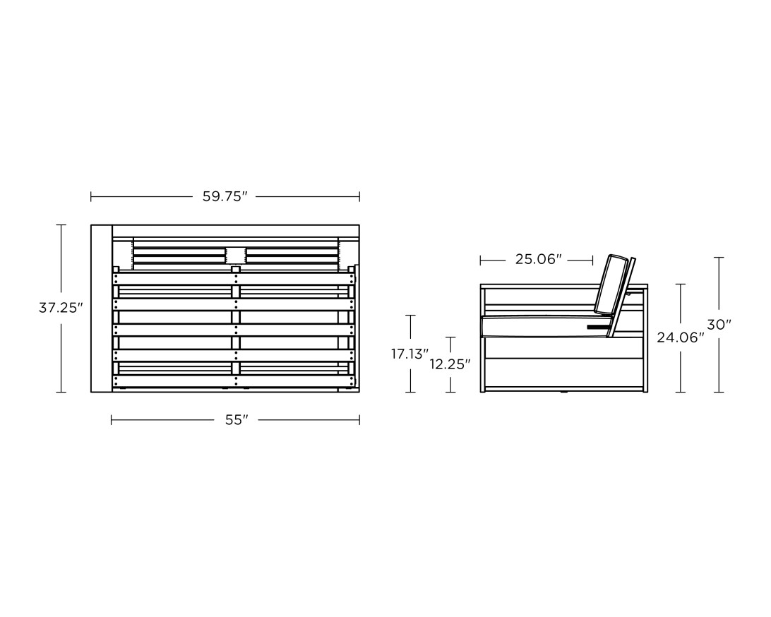 Dimensions for Latitude Modular Left Arm Loveseat