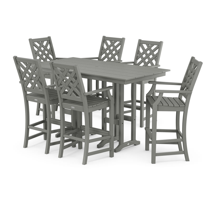 POLYWOOD Wovendale Arm Chair 7-Piece Farmhouse Bar Set