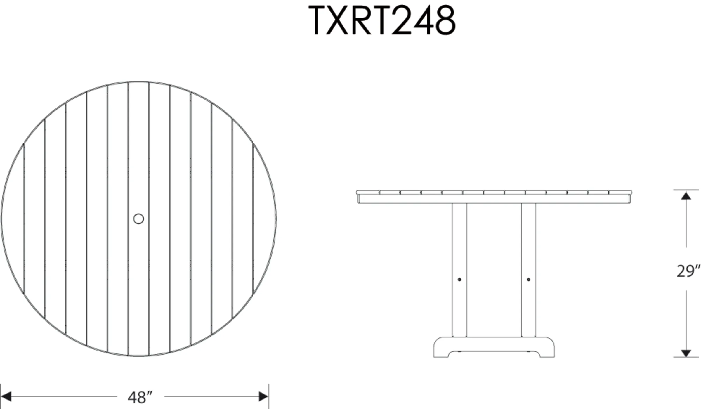 Dimensions for Monterey Bay Round 48" Dining Table