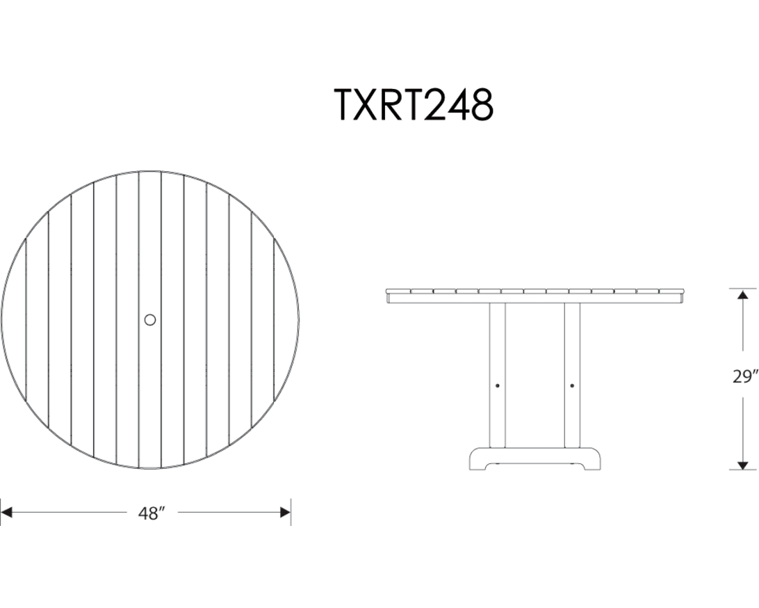 Dimensions for Monterey Bay Round 48" Dining Table