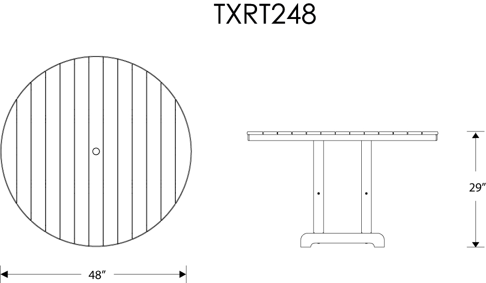 Dimensions for Monterey Bay Round 48" Dining Table