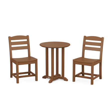 La Casa Café Side Chair 3-Piece Round Dining Set in Teak