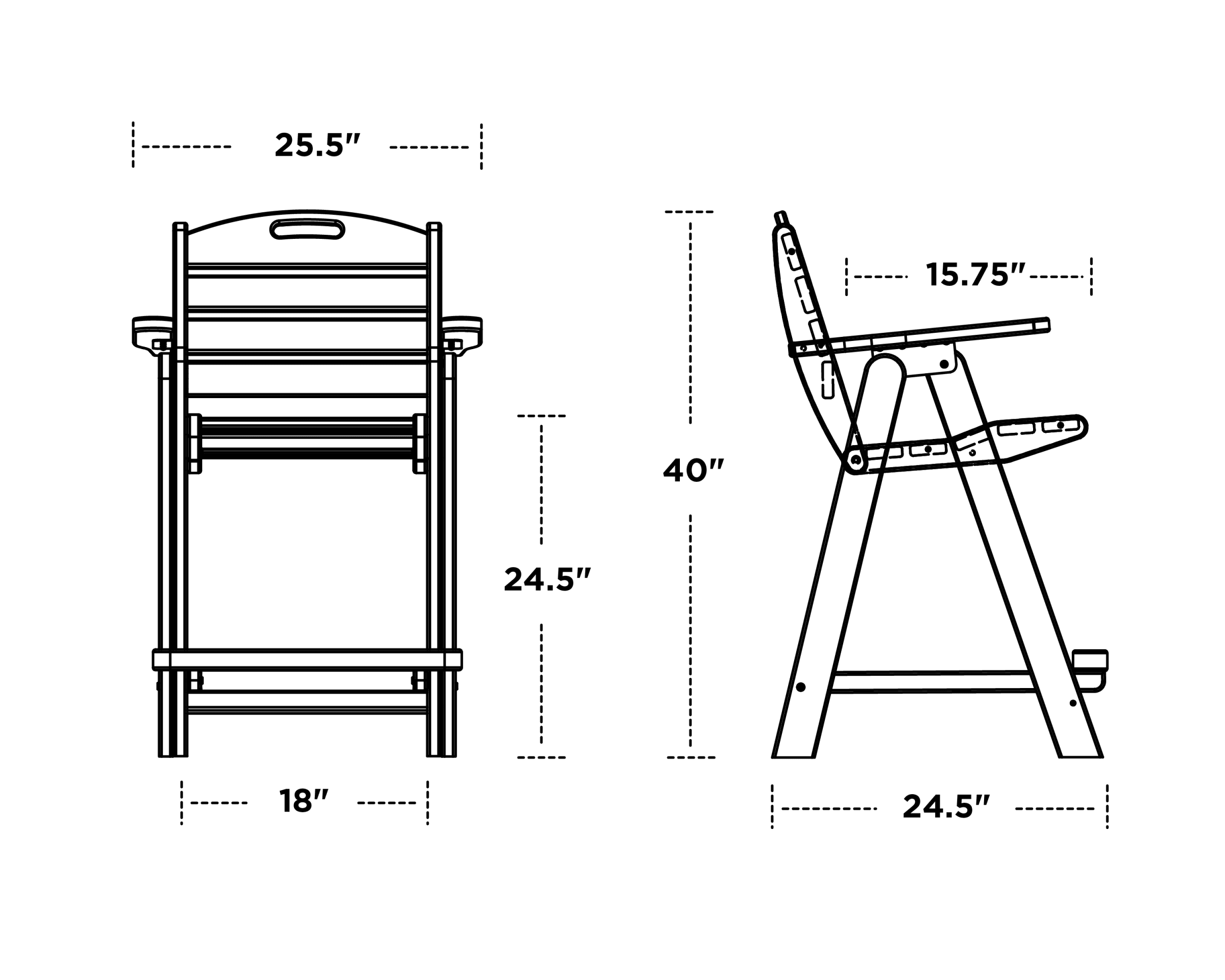 Dimensions for Nautical Counter Chair