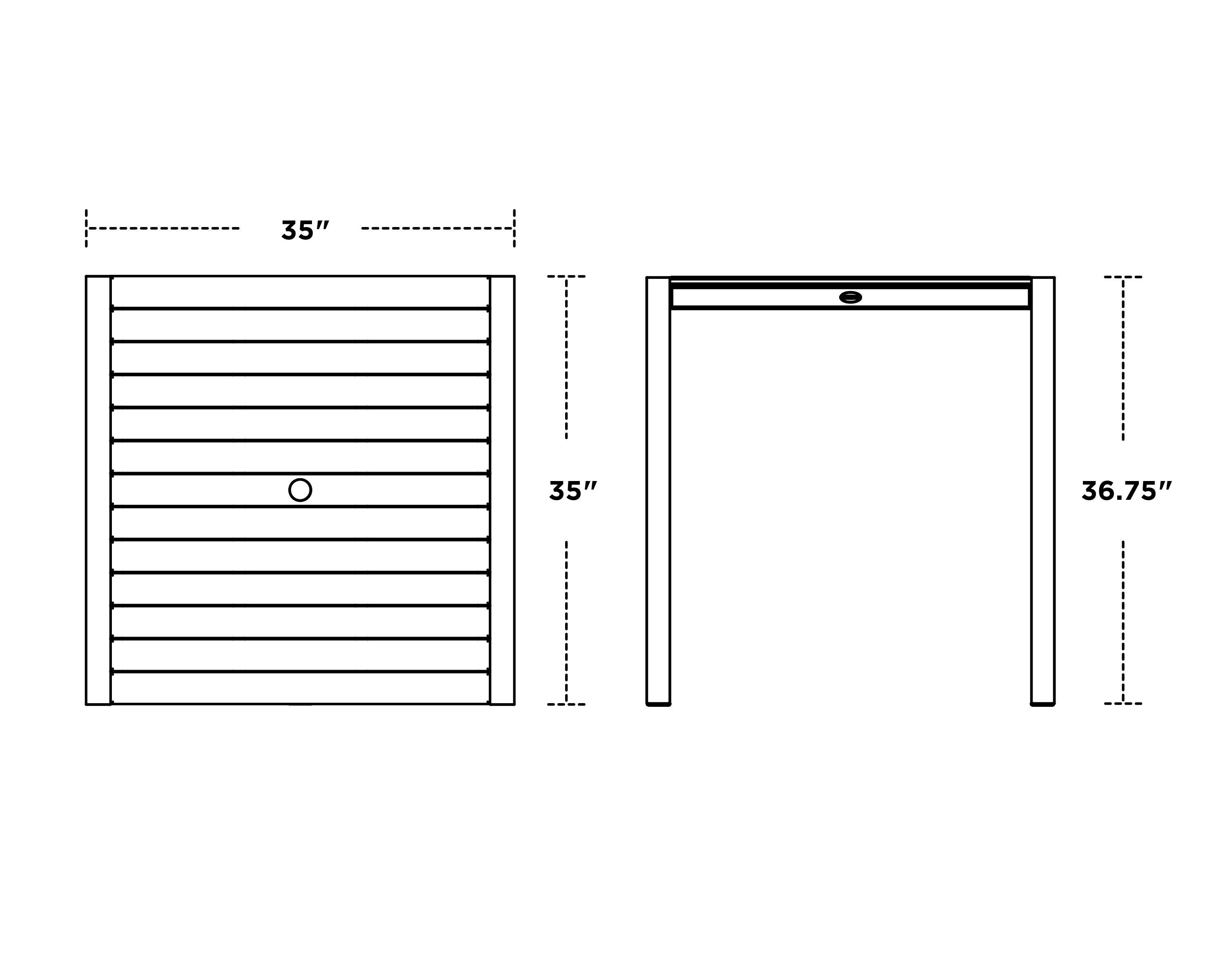 Dimensions for MOD 36" Counter Table