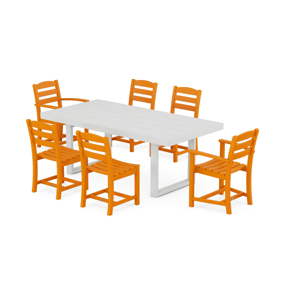 POLYWOOD La Casa Café 7-Piece Dining Set in Tangerine / White
