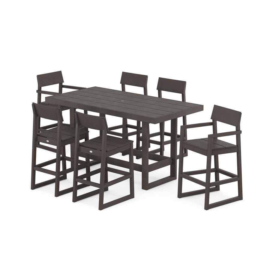 POLYWOOD EDGE 7-Piece Bar Table Set in Vintage Finish