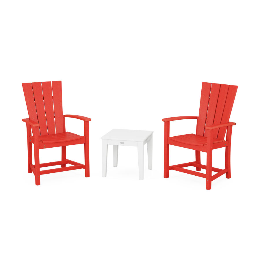 POLYWOOD Quattro 3-Piece Upright Adirondack Chair Set in Sunset Red