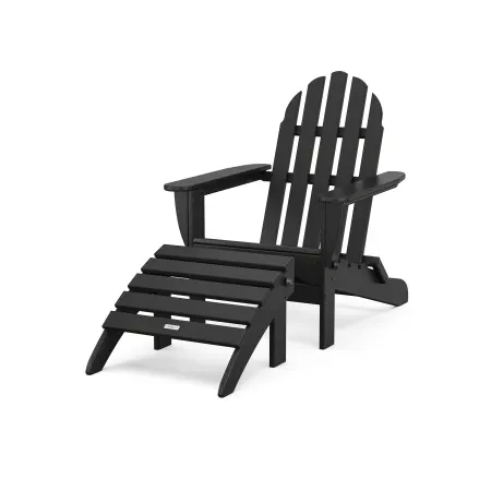 POLYWOOD Classics 2-Piece Folding Adirondack Set in Black