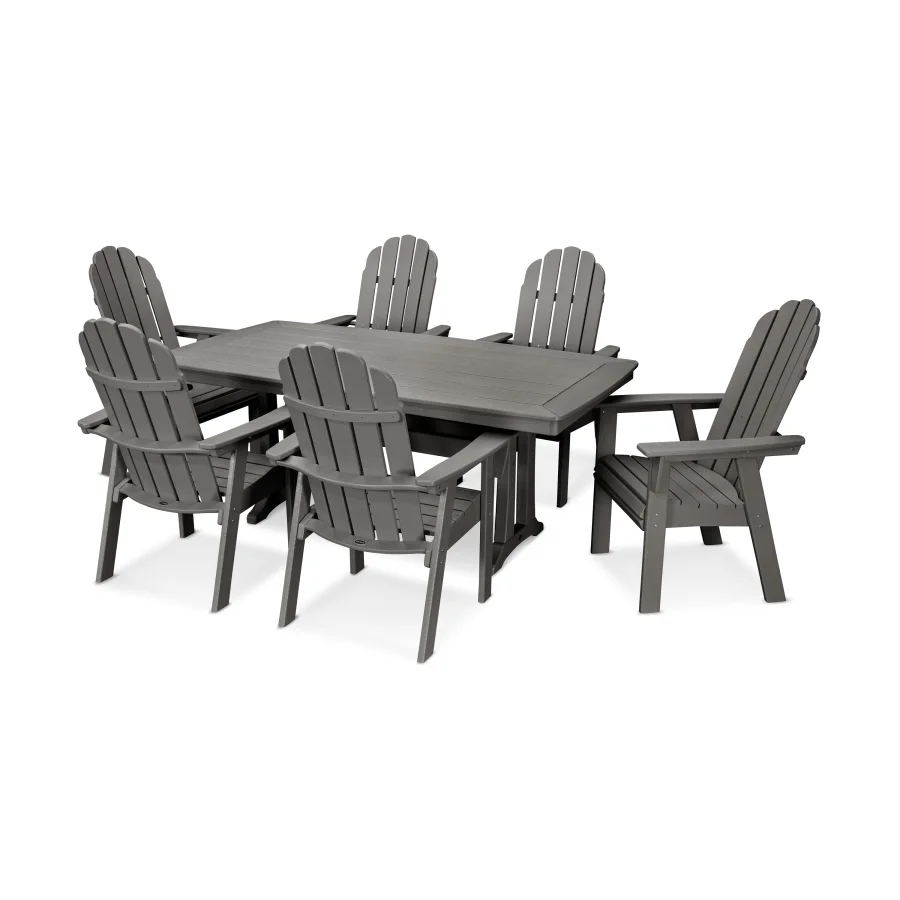 POLYWOOD Vineyard Curveback Adirondack 7-Piece Dining Set with Trestle Legs