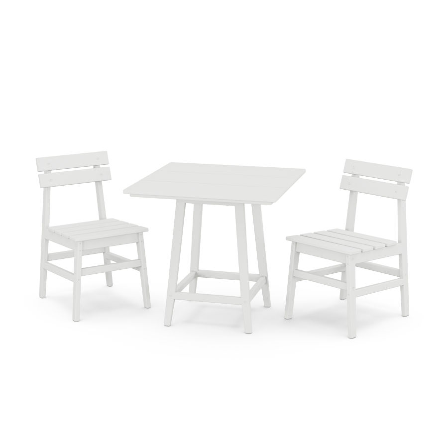 POLYWOOD Modern Studio Plaza Chair 3-Piece Bistro Dining Set in White