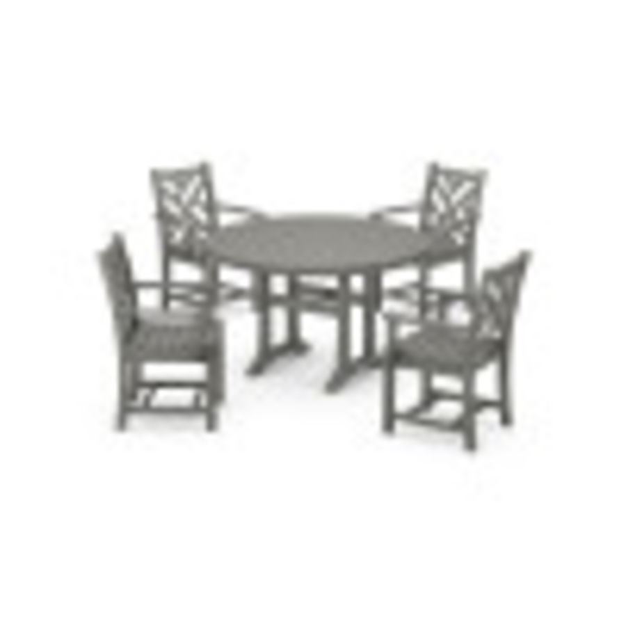 POLYWOOD Chippendale 5-Piece Nautical Trestle Dining Arm Chair Set