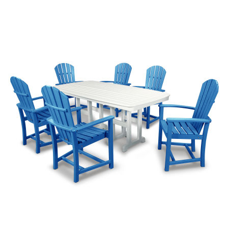POLYWOOD Palm Coast 7-Piece Dining Set in Pacific Blue / White