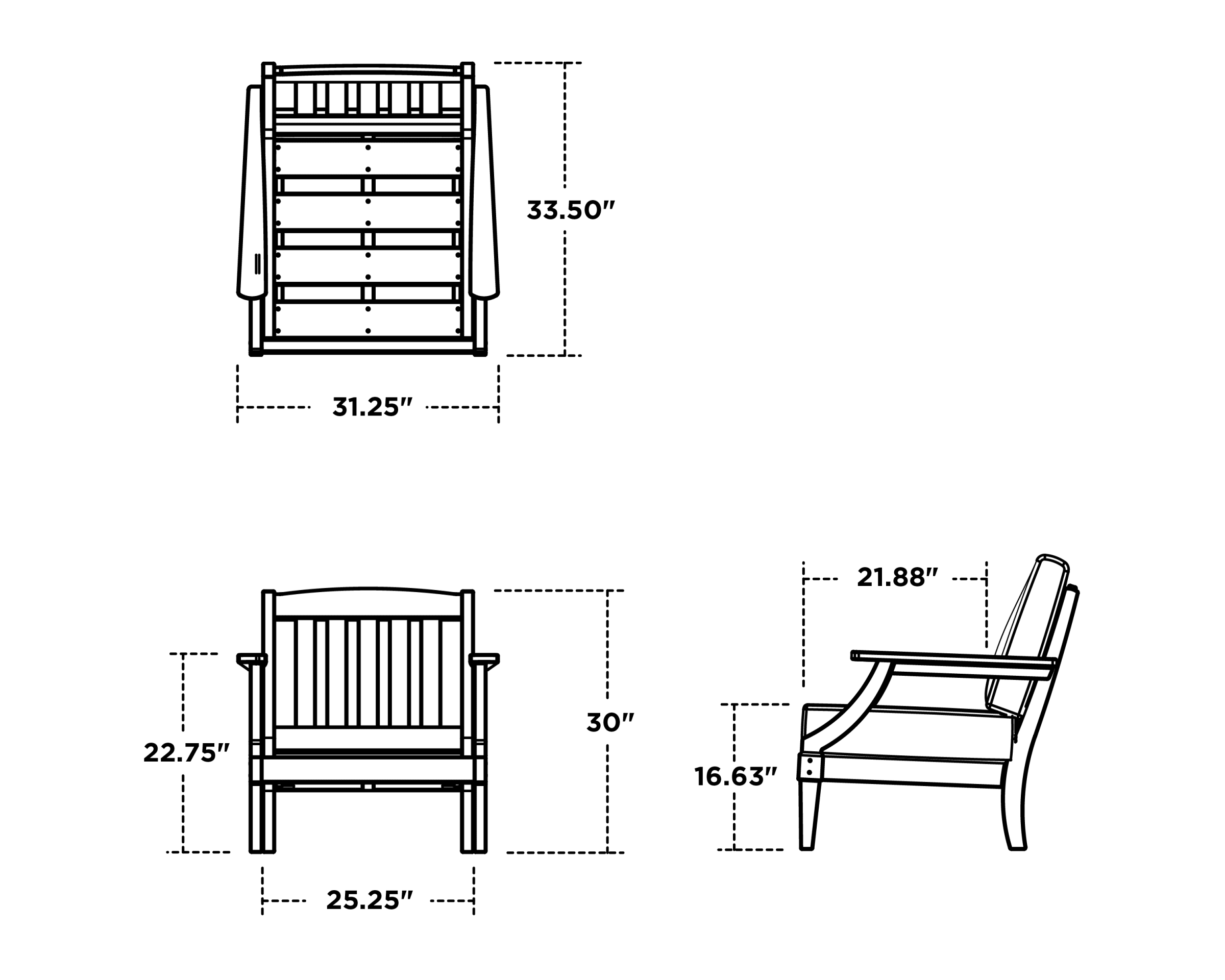 Dimensions for Estate Lounge Chair