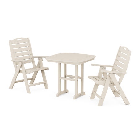 Nautical Highback 3-Piece Dining Set in Sand