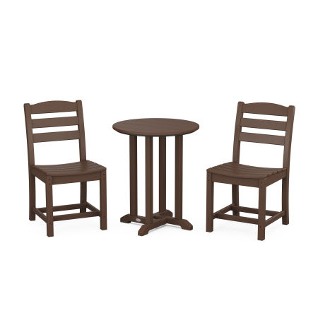 La Casa Café Side Chair 3-Piece Round Dining Set in Mahogany