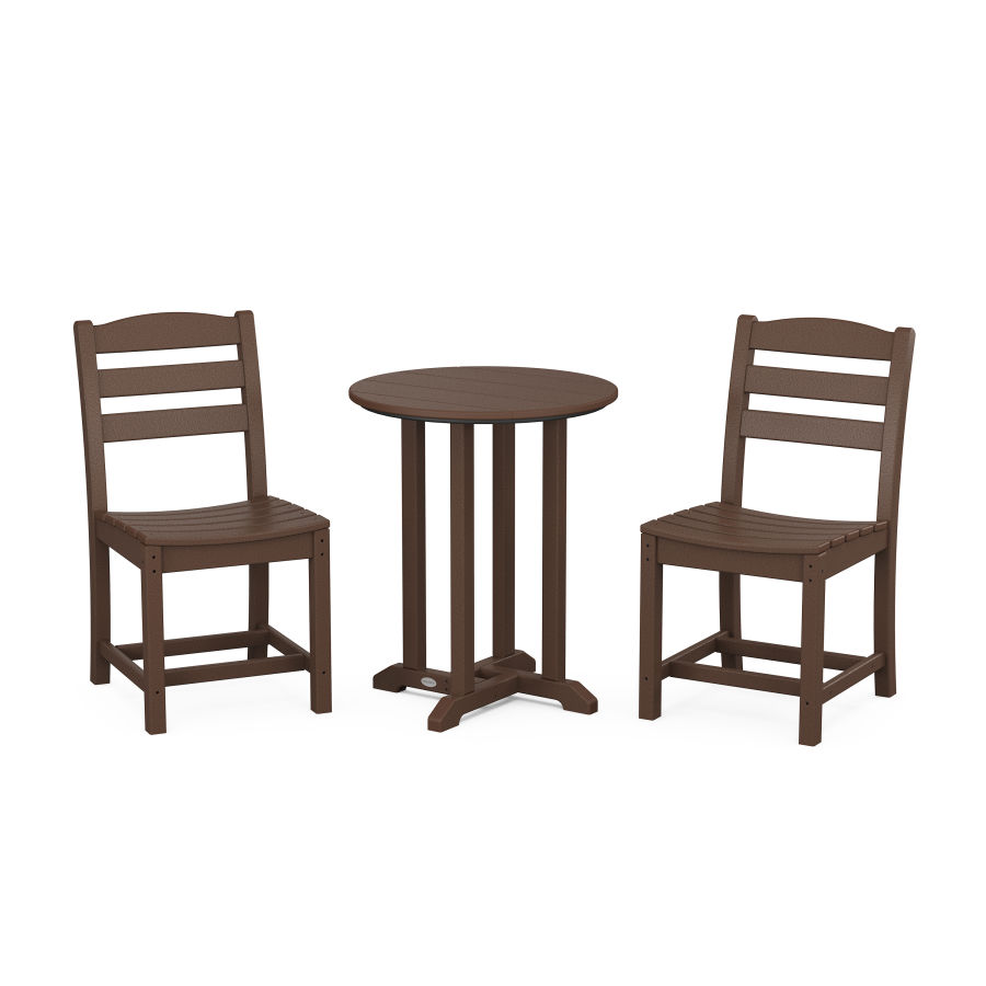 POLYWOOD La Casa Café Side Chair 3-Piece Round Dining Set in Mahogany