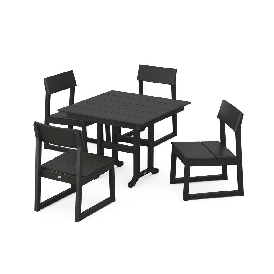 POLYWOOD EDGE Side Chair 5-Piece Farmhouse Dining Set in Black