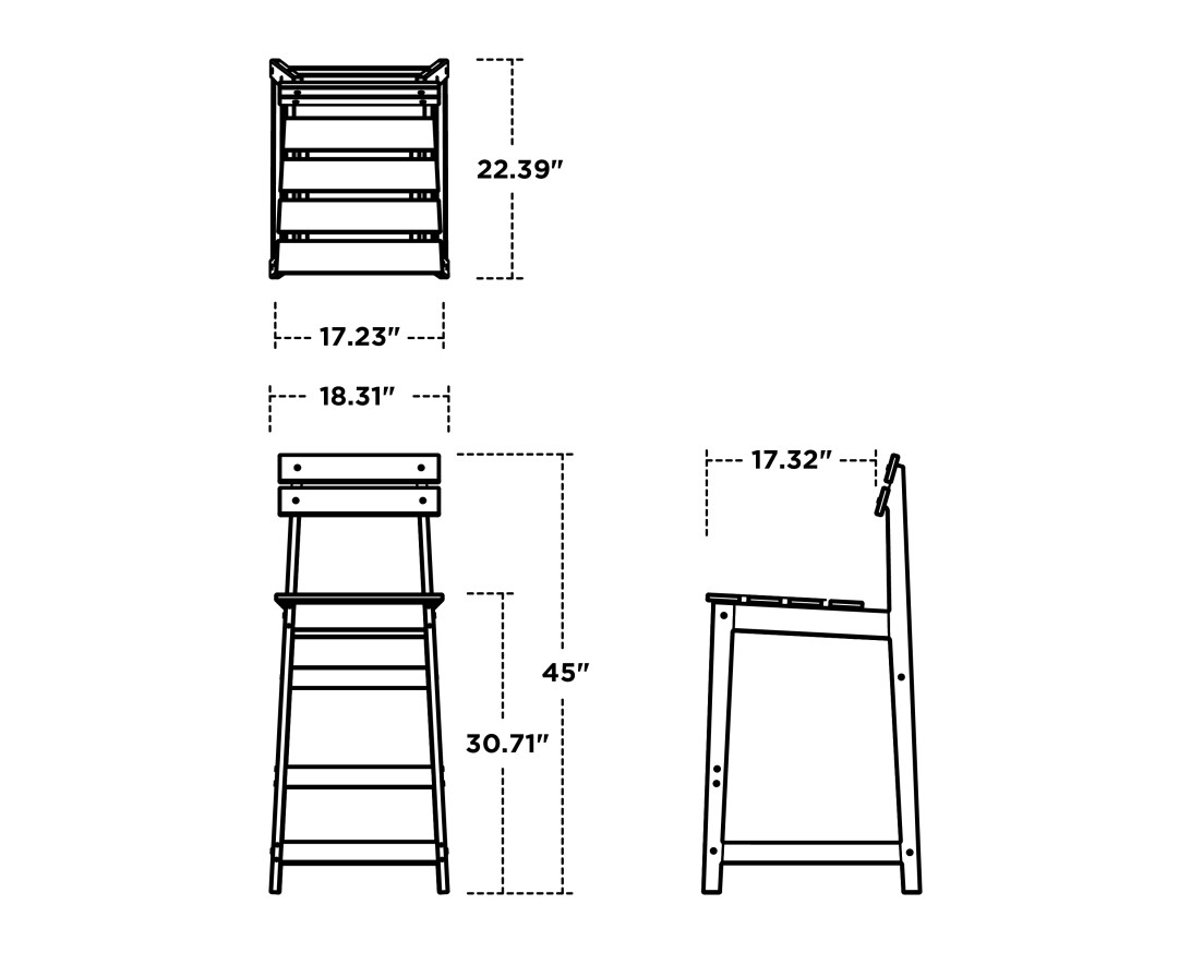 Dimensions for Modern Studio Plaza Bar Chair