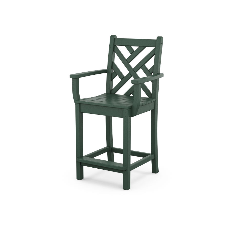POLYWOOD Chippendale Counter Arm Chair in Green