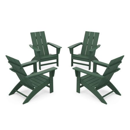4-Piece Modern Adirondack Chair Conversation Set in Green