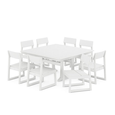 POLYWOOD EDGE Side Chair 9-Piece Dining Set with Trestle Legs in White